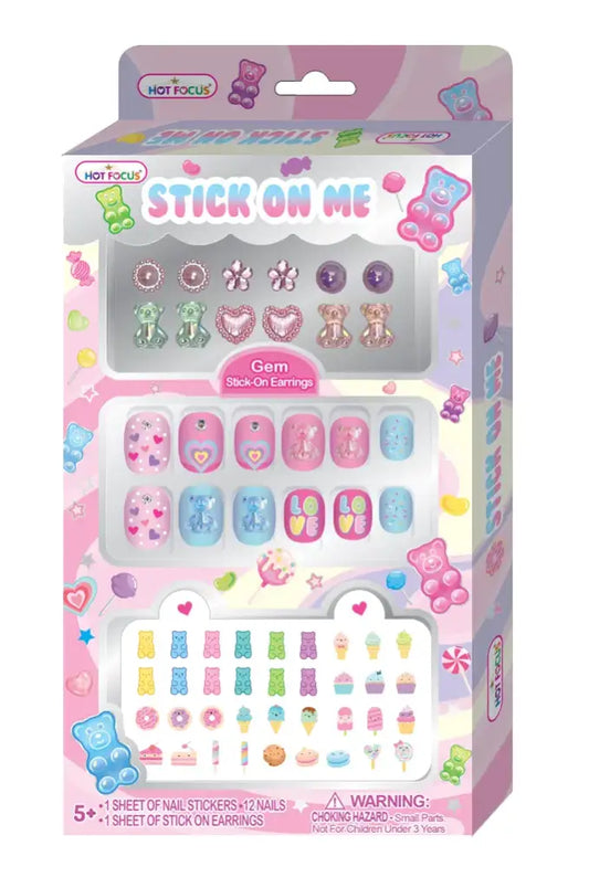Stick On Me Gem Earrings & Nail Set – Hot Focus