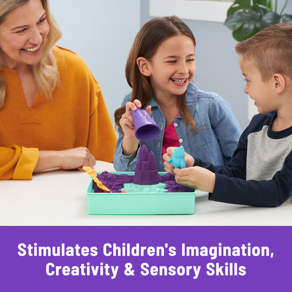 Kinetic Sand Sandbox Set – 1lb Purple Sand with Molds & Tray