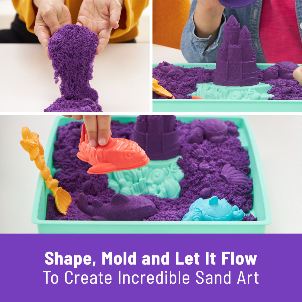 Kinetic Sand Sandbox Set – 1lb Purple Sand with Molds & Tray