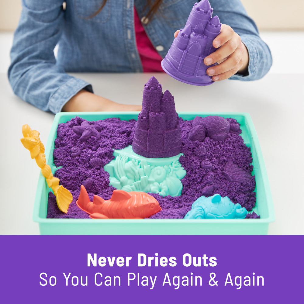 Kinetic Sand Sandbox Set – 1lb Purple Sand with Molds & Tray