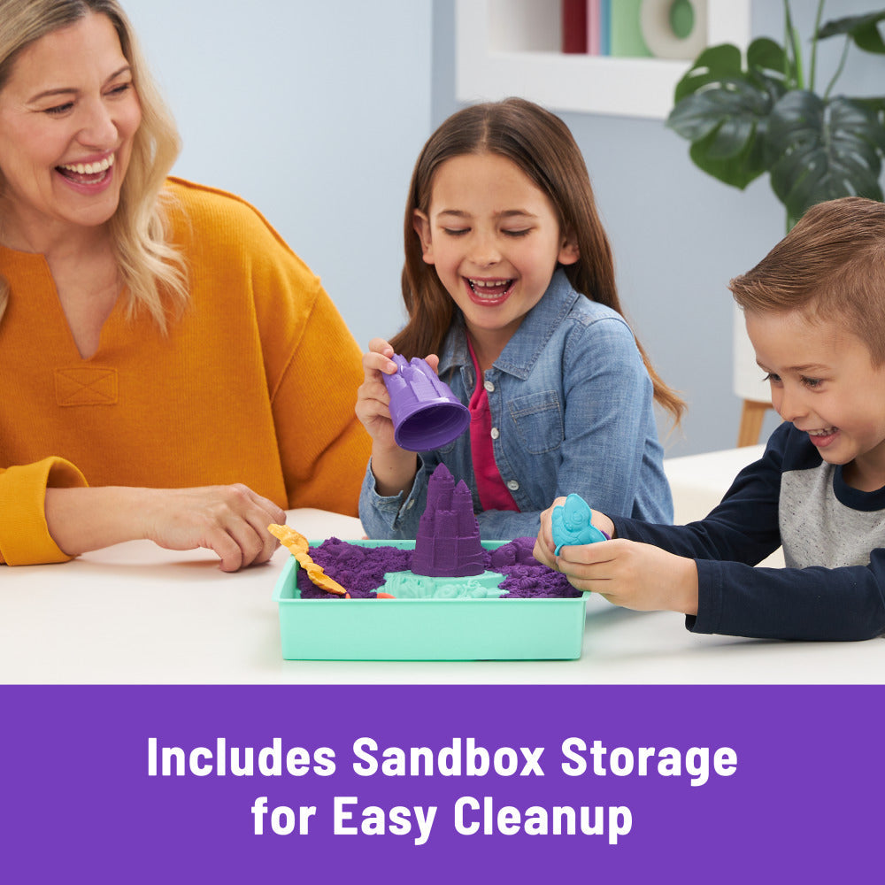 Kinetic Sand Sandbox Set – 1lb Purple Sand with Molds & Tray