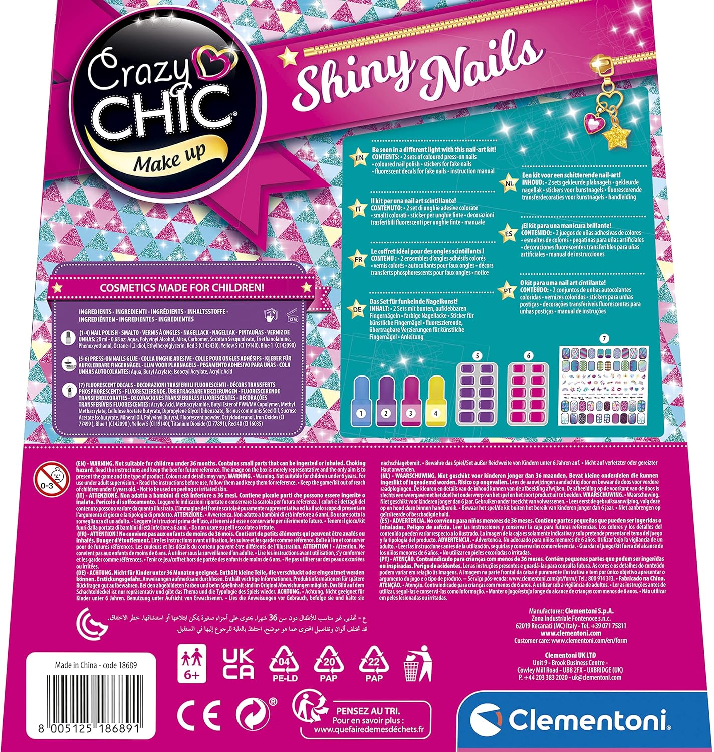 أظافر كليمنتوني اللامعة بتصميم كريزي شيك 