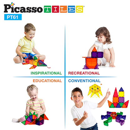 Picasso Tiles - 3D Magnetic Building Tiles - 61Pcs