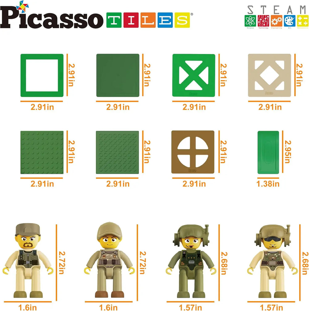 186 Piece Magnetic Military Combat Force Building Set – PicassoTiles