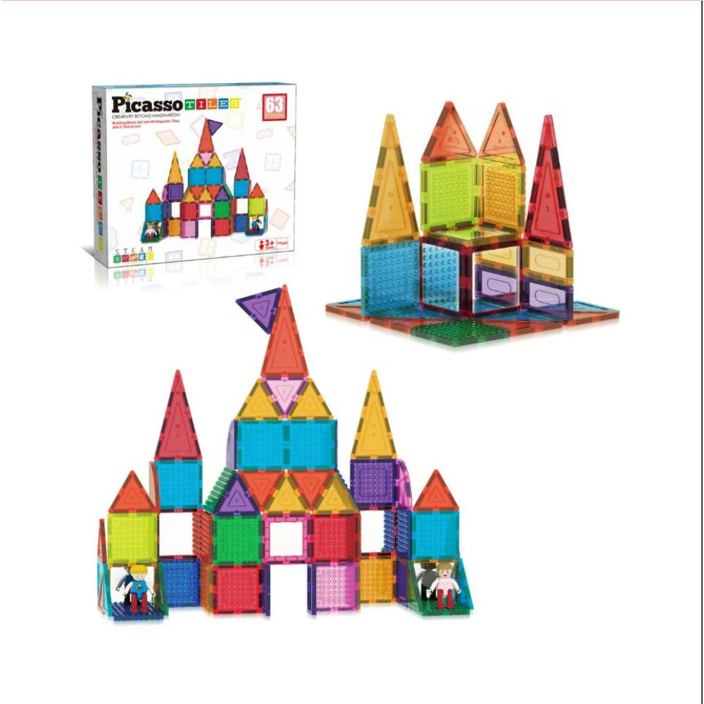 Picasso Tiles - Magnetic Building Bricks And Tiles - 63 Pcs