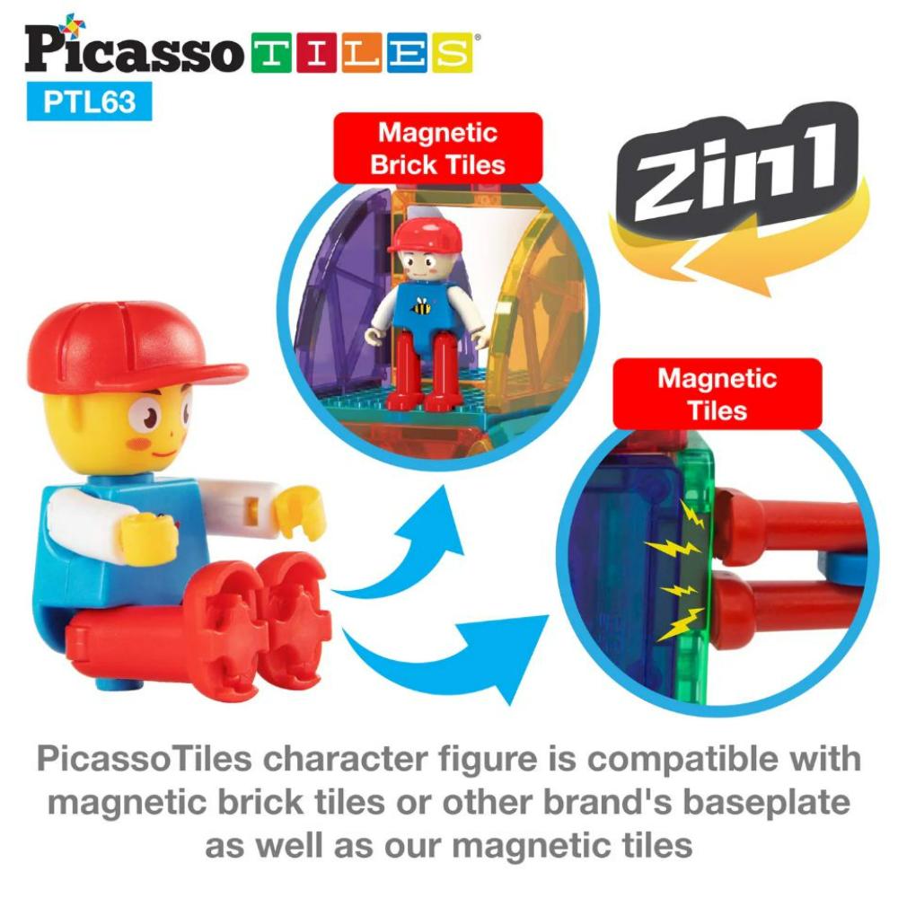 Picasso Tiles - Magnetic Building Bricks And Tiles - 63 Pcs