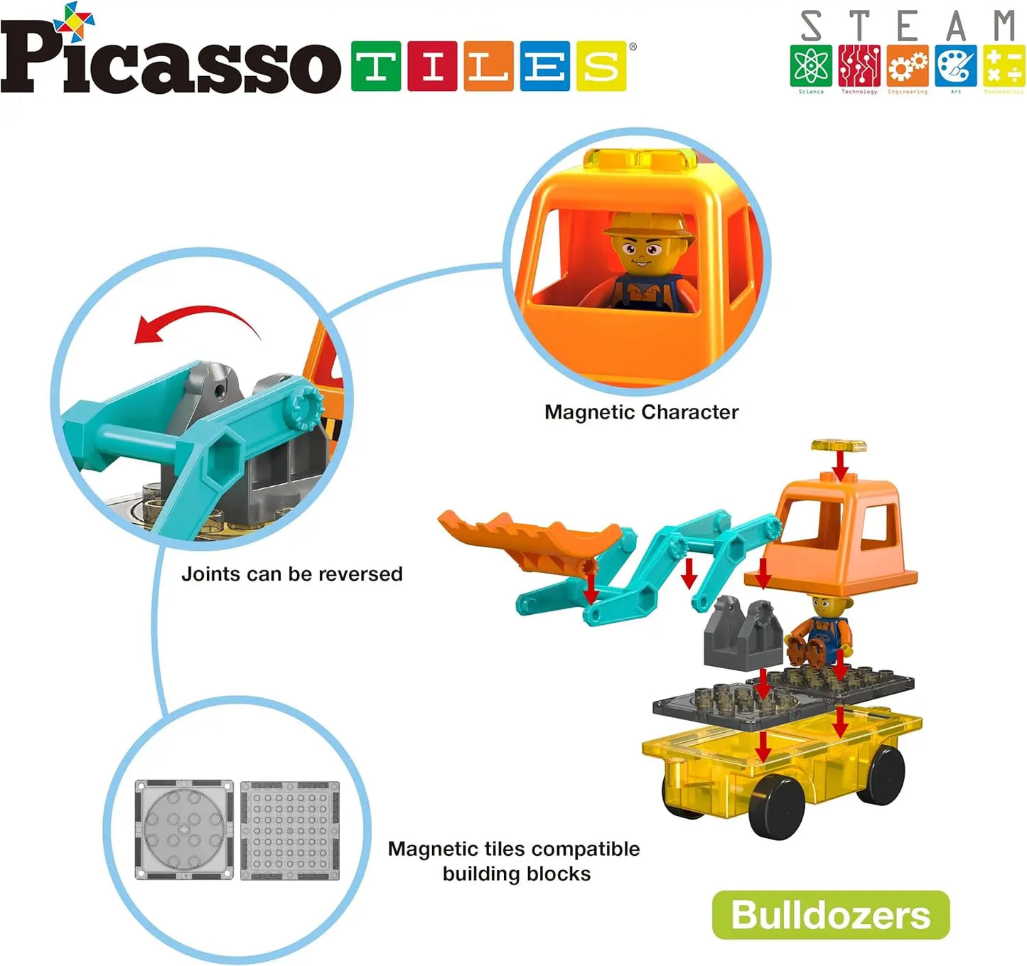 2-in-1 Car Base Excavator Set 16 pcs – PicassoTiles